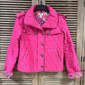 Lilly Pulitzer Quilted Jacket Pink with Paisley Lining Size S